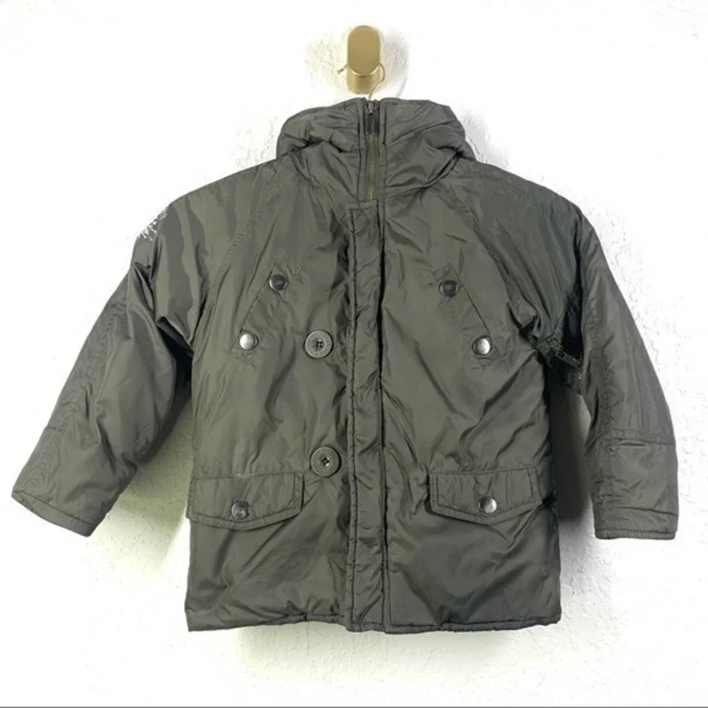 GUESS Green Hooded Zip-Up Parka‎ Winter Coat - Youth